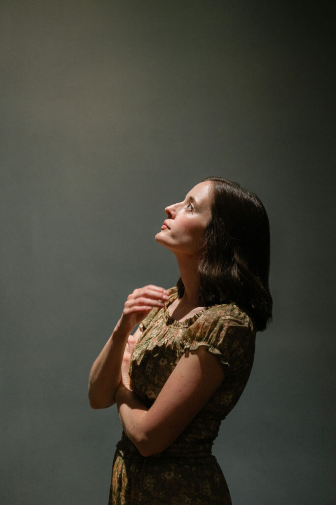 Side profile of violinist Emily