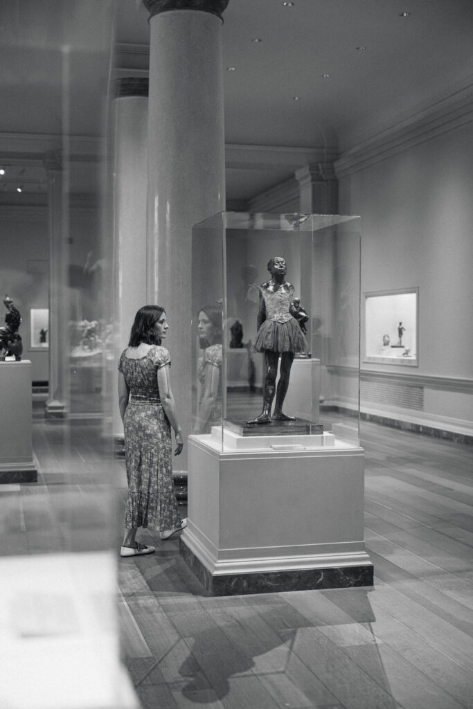 Washington, DC musician portrait with Emily a gallery setting